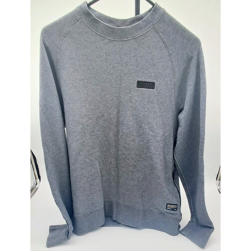 Nike F.C. 1994 Authentic Crewneck Sweatshirt Mens Smal Grey Black Elbow Patches